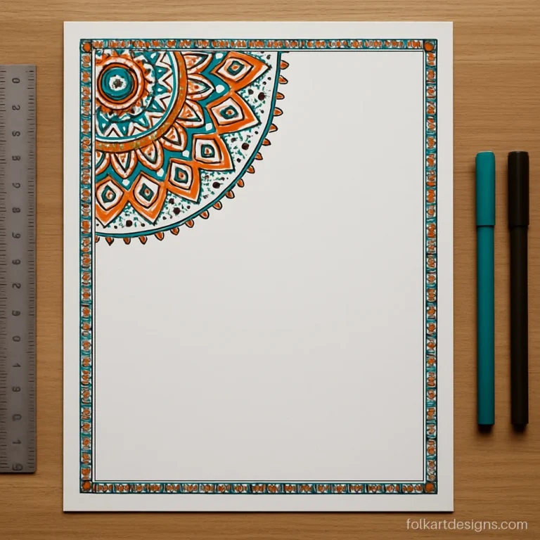 Mandala art for school project front page with a corner mandala and a border