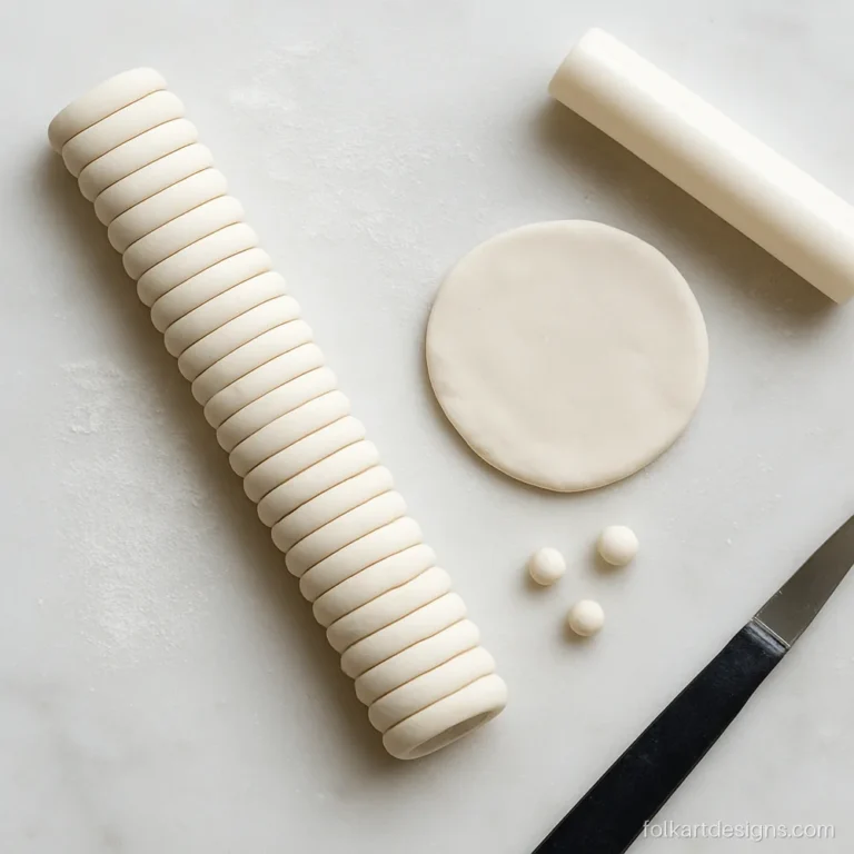 Lippan art clay rolled into thin white air-dry coils on a marble slab