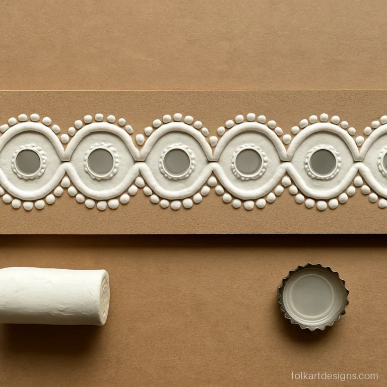 Lippan art border practice strip with scallops and round mirrors
