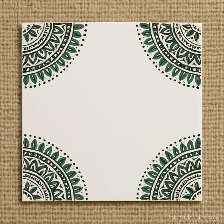 Quarter mandala designs in each corner of a square paper frame