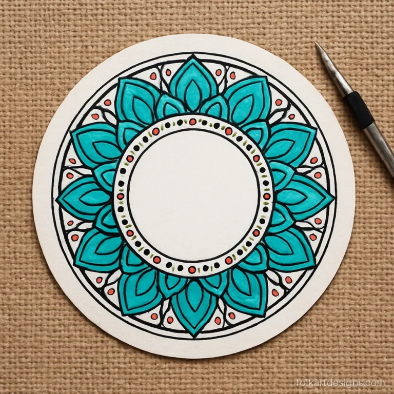 Mandala art patterns in a single wide ring band with an empty centre
